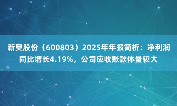 新奥股份（600803）2025年年报简析：净利润同比增长4.19%，公司应收账款体量较大